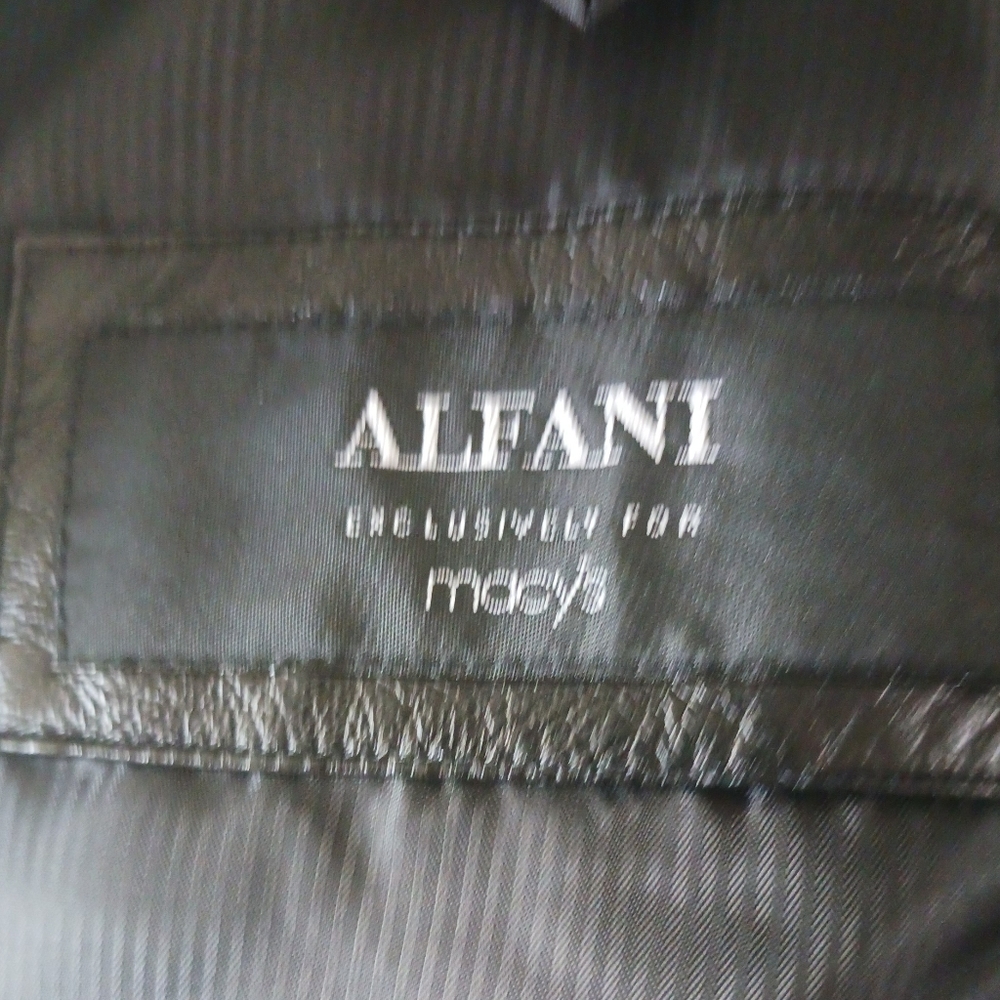 Alfani men's black Leather blazer jacket. Size 40L 3 bottons - Picture 6 of 10